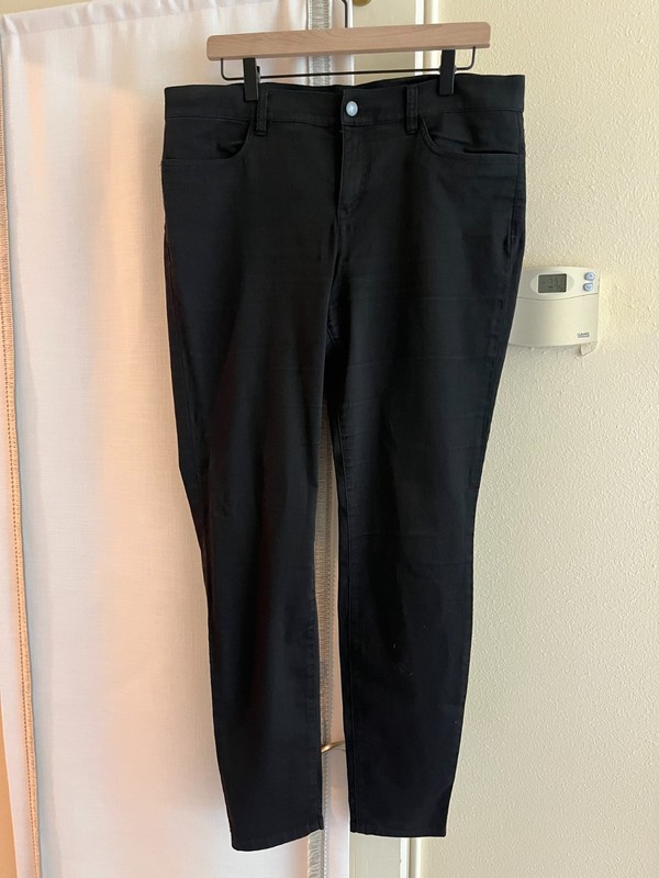 Eileen Fisher trouser slacks black slim leg cotton/lycra stretchy sz 14