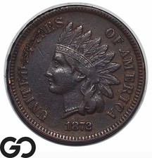 1872 Indian Head Cent Penny *Key Date* Tough Find! XF+ Details 