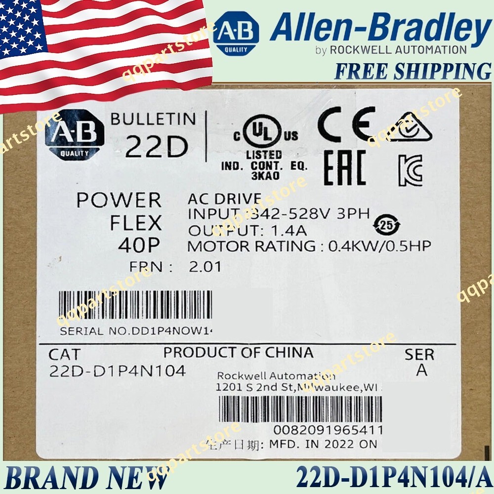 New AB 22D-D1P4N104/A PowerFlex 40P- 0.4 kW (0.5HP) AC Drive US SameDay FreeShip