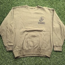 Vintage 90s USMC Marines Sweatshirt Mens Large L Green Pullover