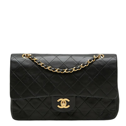 Chanel Coco Matelasse Double Flap Chain Shoulder Bag Black Lambskin r0_0928