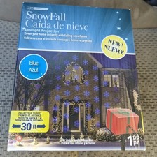 LED Light Show Snowfall Snowflakes Spotlight Projector Blue Motion Gemmy New