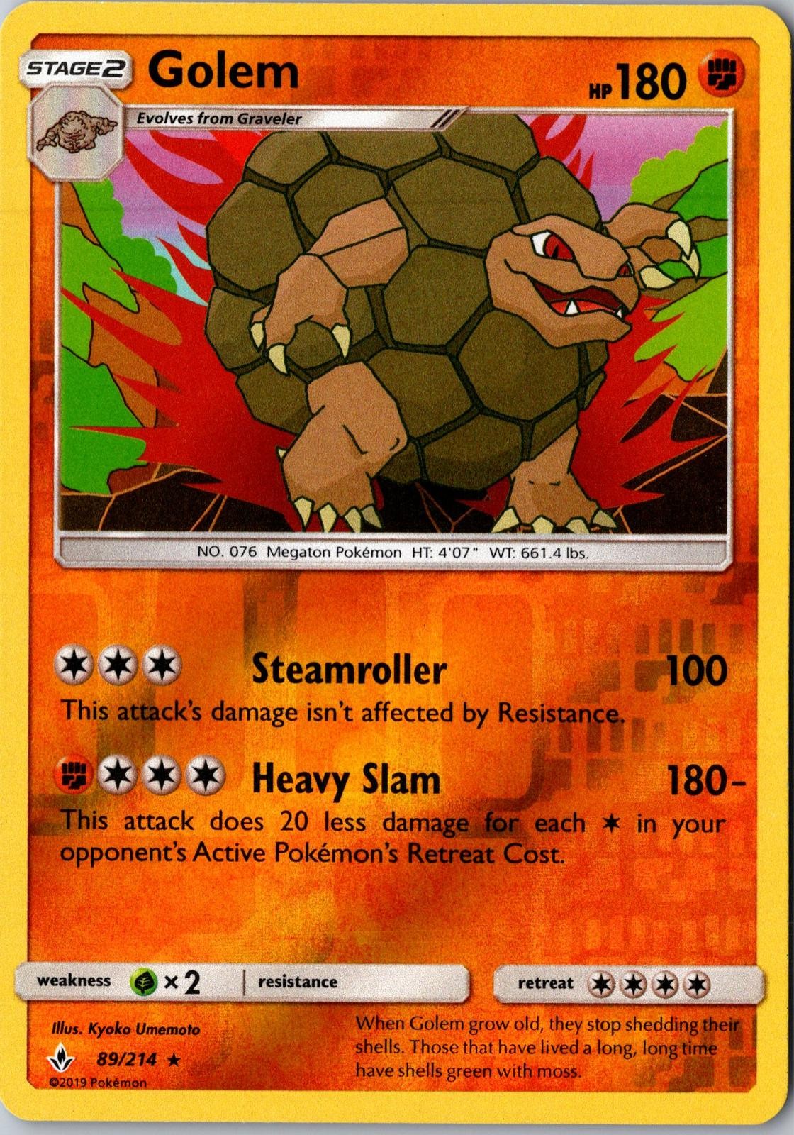 Golem 89/214 Rare Unbroken Bonds Pokemon Reverse Holo NM