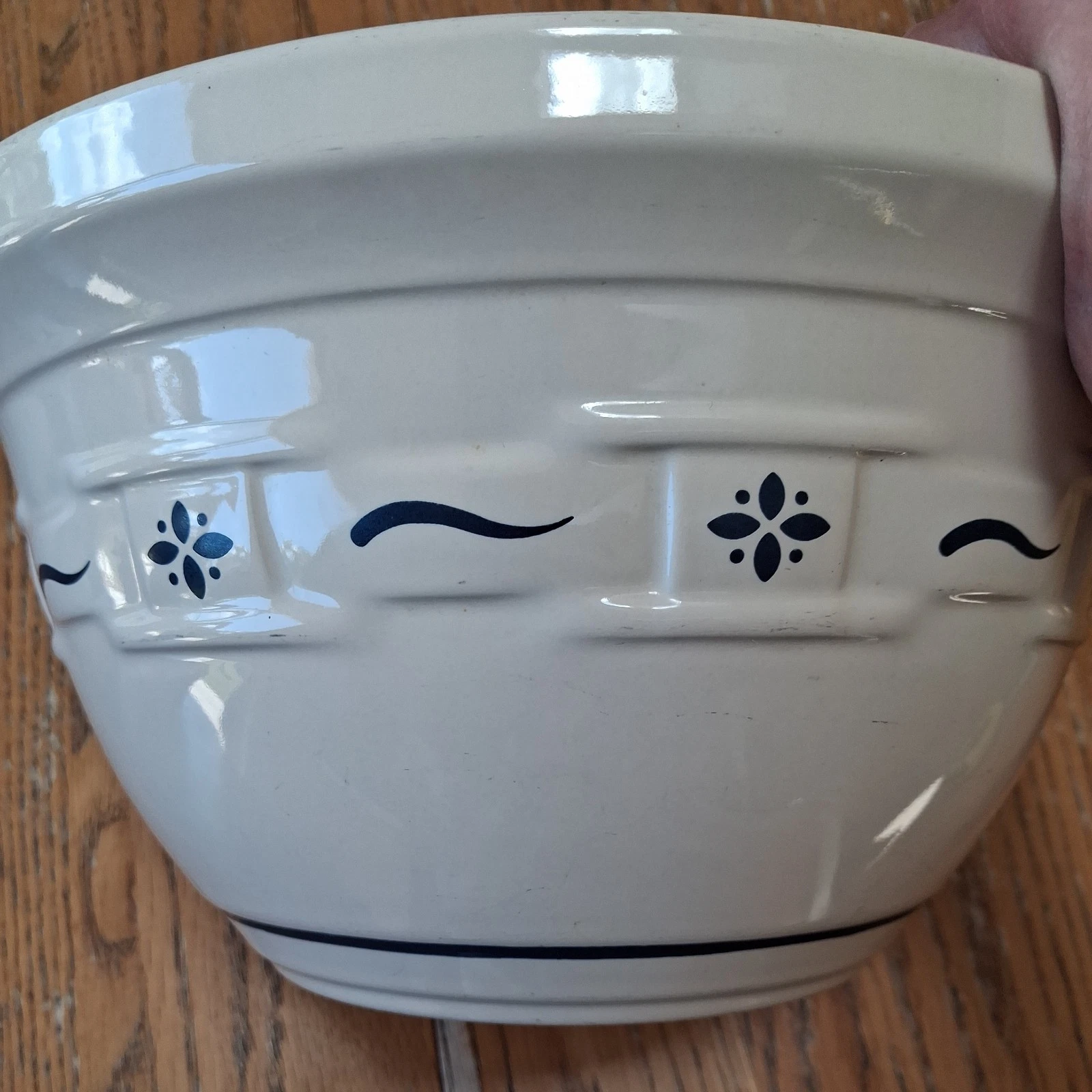 Longaberger "Woven Traditions Classic Blue" Large Mixing Bowl 10 1/8 Inch