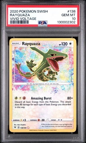 Pokemon TCG Rayquaza Amazing Rare 138/185 SWSH Vivid Voltage GEM MINT PSA 10