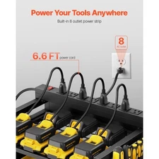 4-tier Tool Organizer Cart with Charging Station, 8 AC Outlet, Floor Stand Roll