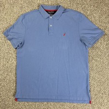 Nautica Performance Deck Polo Shirt Mens XL Light Blue Classic Fit Short Sleeve