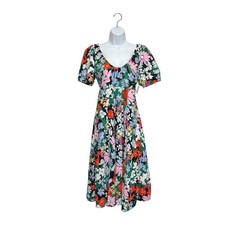 Old Navy Puff-Sleeve Midi Swing Dress NWT Womens Sz SP Multi Floral Boho Cottage