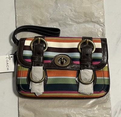 Coach LEGACY STRIPE Turnlock Clutch Wristlet - GARCIA - NEW WITH Coach LEGACY STRIPE Turnlock Clutch Wristlet - GARCIA - NEW WITH