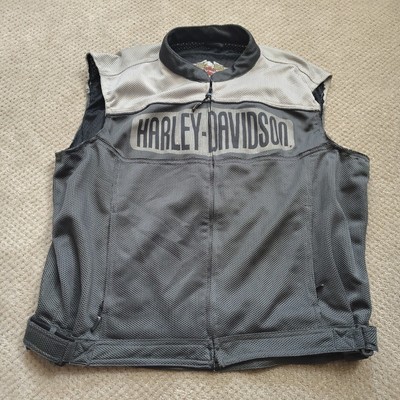 *READ* Harley Davidson Men s Gray Gunmetal Mesh Jacket Sleeves Removed XXXL 3XL