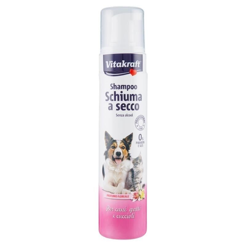 SHAMPOO SCHIUMA A SECCO PROFUMO FLOREALE PER CANI GATTI E CUCCIOLI 200...