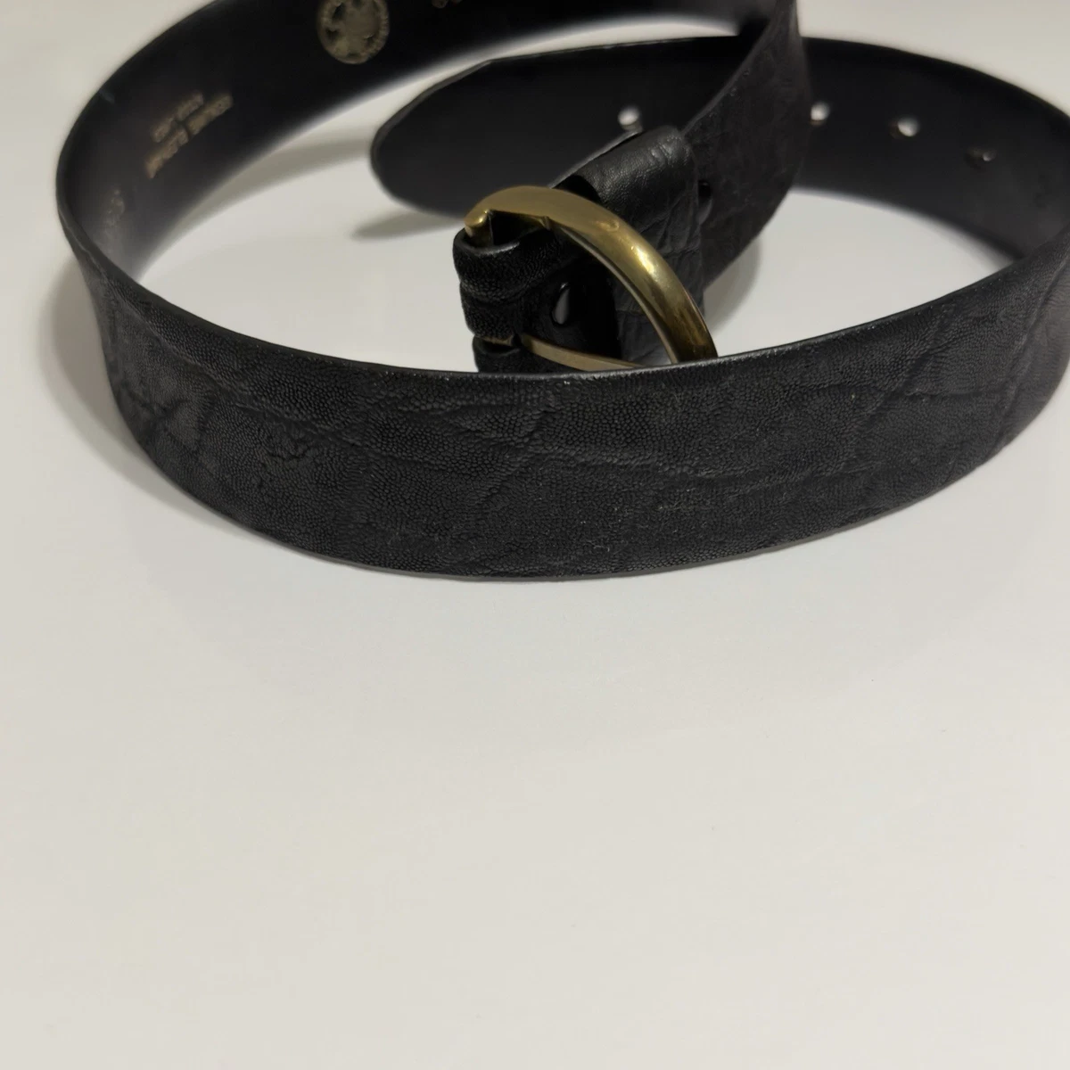 Western steer black embossed Leather Belt with Gold Buckle size medium 30-34” Buy Black Western Belt Mens | Bronze Belt Buckle  main image 2