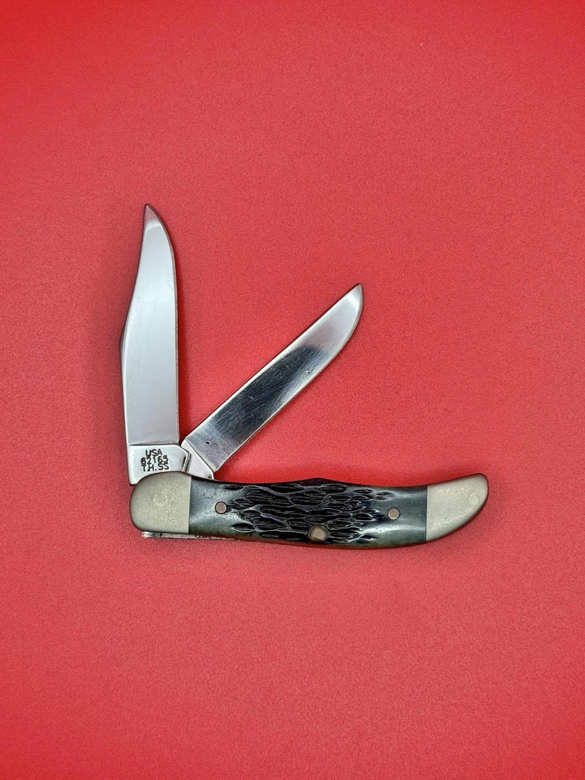 Rare New Case XX TH62165 SS LTD OF 2500 Pocket Hunter Knife Dark Gray Black Bone