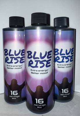 #ad Blue Rise Energy BLACK COLOR and BITTER TASTING 8oz 3 Bottles $98.99