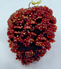 Red Beaded Acrylic Pinecone 3 1/2" Christmas Ornament