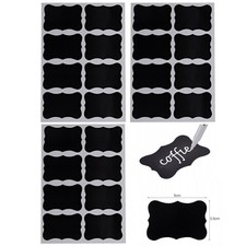 24 samoprzylepne czarne etykiety PVC 5x3,5cm zmywalne wielokrotnego użytku
