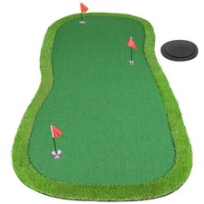 Golf Putting Green Mat - Professional Training Mat with Putter, Slope Pad for...