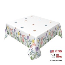 Spring Floral Tablecloth 54 x 54 Inch 54" x 54" Square Tulip Lavender Flower