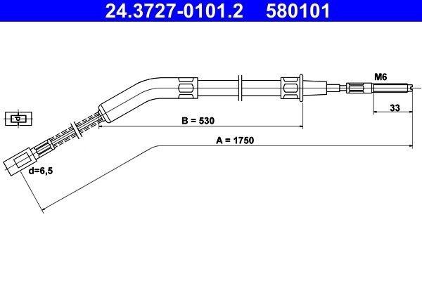 Seilzug Feststellbremse Hinten Ate 243727 01012 FüR Vw-image