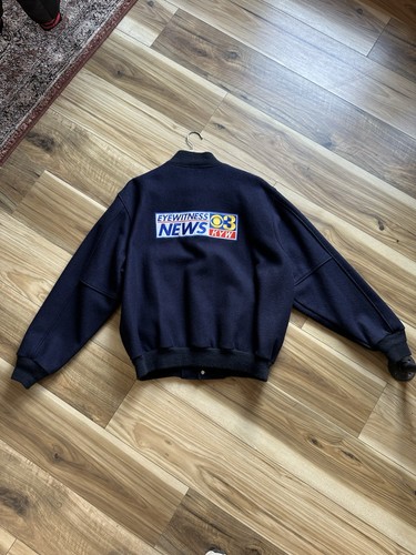Vintage Made In Philadelphia USA CBS 3 KYW TV New Promo Wool Jacket XL Navy Rare - Bild 9 von 11
