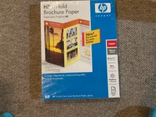 NEW HP trifold brochure paper . 150 count . glossy . 44 lb . laser . pre-scored