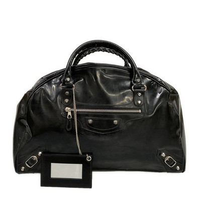 BALENCIAGA The Holiday 203250 Black Leather Boston Bag | eBay