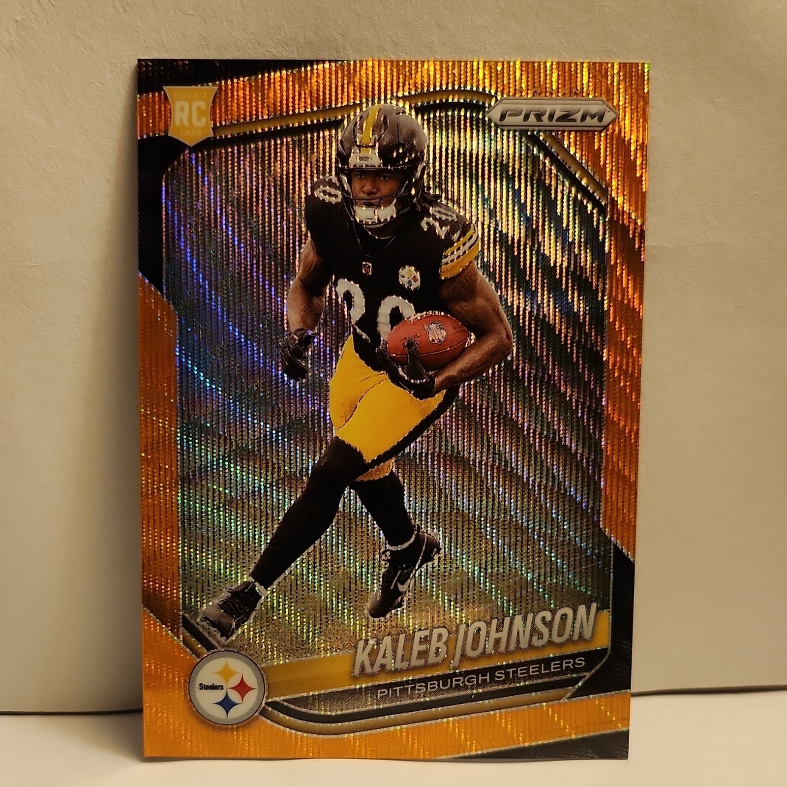2025 Panini Prizm Rookie Kaleb Johnson #375 Orange Wave 47/65 (RC) Steelers