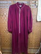 Vintage Pierre Cardin Burgundy Velvet Like Long Robe Housecoat with Pockets SZ L