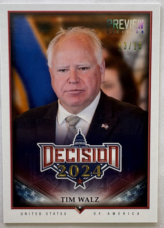 2024 DECISION RAINBOW TIM WALZ PREVIEW INSERT CARD /15 MINNESOTA