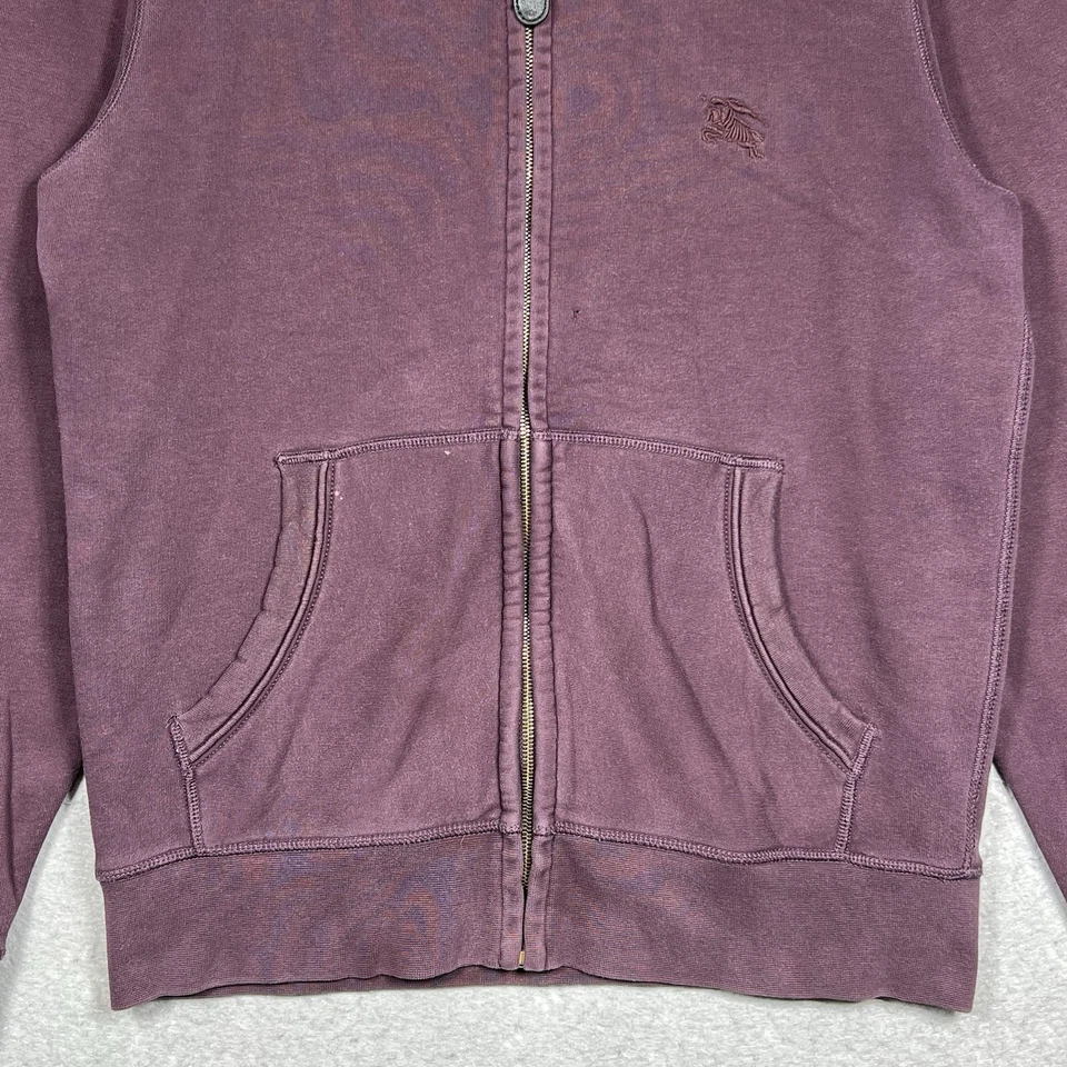 Moletom com capuz Burberry Brit Claredon zíper completo masculino xadrez médio logotipo Borgonha - Imagem 3 de 4