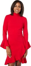 Tommy Hilfiger Women's Red Mock Neck Bell Sleeve Dress A1IC1FKA US Size 14 New