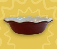 Emile Henry France Red Enamel 14cm Mini Pie Tart Dish 5.5" Ruffle Edge 1.5” Deep