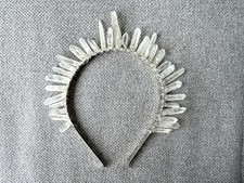 Natural Clear Crystal Crown Headband Quartz Tiara Festival Bridal Cosplay