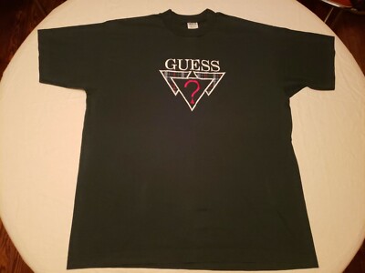 Vintage 90's Guess Brand T Shirt Stitched Logo Mens L XL Retro Rare