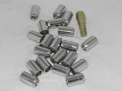 20 CHROME 14x2 THREAD SPLINE SOCKET HEX WHEEL RIM 1.5'' LONG LUG NUTS WITH KEY