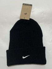 Image of NIKE SPORTSWEAR UTILITY SWOOSH WINTER BEANIE KNIT HAT UNISEX BLACK ONE SIZE