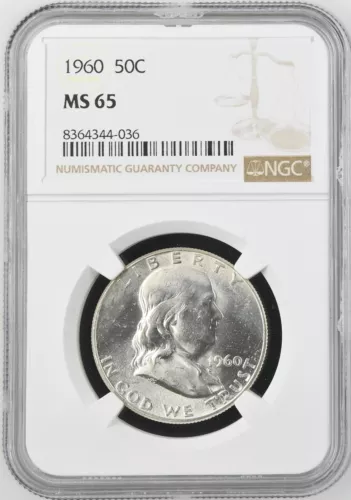 1960  FRANKLIN US Half Dollar,   MS65 by NGC,   a SUPERB looking coin!!!!