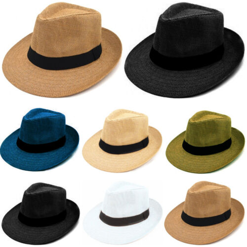 Panama Big Brim Fedora Summer Flat Brim Straw Paper Hat Cap Beach Sun Men Women - Picture 1 of 14
