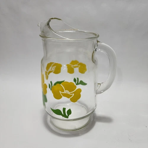 Vintage FK Yellow Foxy Flowers Decoration 74oz Pitcher Very Good Condition Heavy