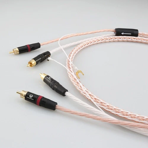 8TC 7N OCC Pure Copper Audio Phono RCA Cable with Ground Cord RCA to RCA Plugs - Picture 5 of 6