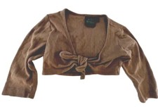 Mini Boden Girls 5-6 YR Brown Cotton Tie Shrug Knit Cardigan