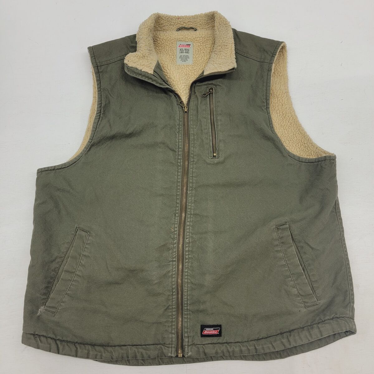 Dickies Vest Adult XL Olive Green Sherpa Fleece Lined Full Dickies Vest Adult XL Olive Green Sherpa Fleece Lined Full