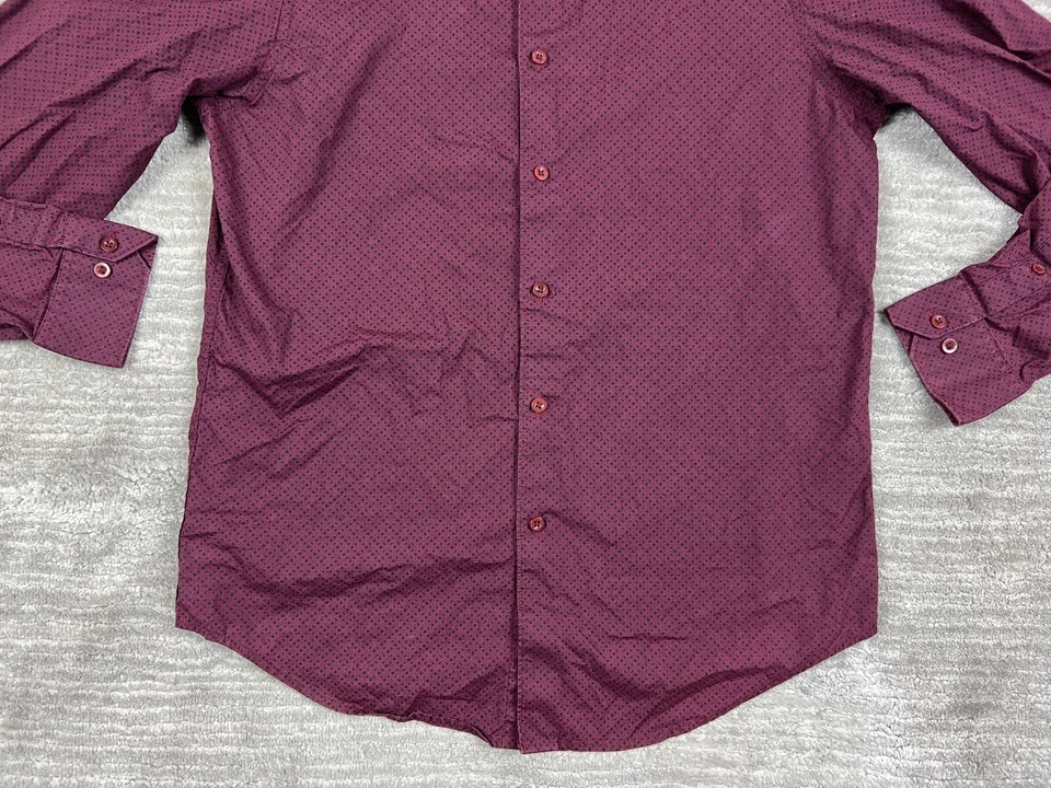 Structure Shirt Mens Medium 38-40 Red Geometric Premium Woven Long Sleeve - Image 3 of 4