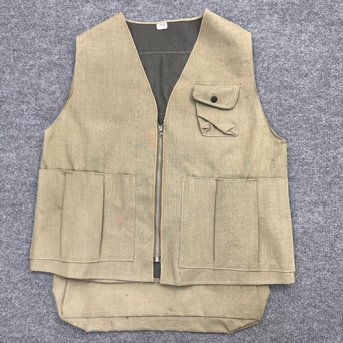 VTG Storm Pruf Japan Vest Mens M Beige Fishing Zip Up Pockets