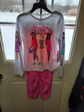 Nwt Barbie Girls Pajama Set Brushed Fleece S 6/6x L 10/12
