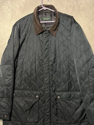 Polo Ralph Lauren Quilted Field Jacket Coat Men's Size 46R  Navy Corduroy Collar
