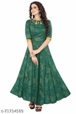 Indian Traditional, Women Floral Print Rayon Anarkali Gown, Paper Silk - FS