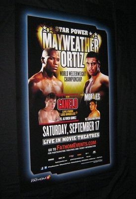 ORIGINAL 2011 FATHOM EVENTS THEATER POSTER  MAYWEATHER VS ORTIZ 27'' X 40'' D/S