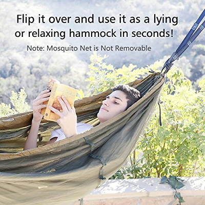 Single & Double Camping Hammock with Mosquito/Bug Net, 10ft