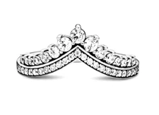 NEW STERLING SILVER PANDORA PRINCESS WISHBONE STACKABLE RING SZ 7.5 MSRP $115.00